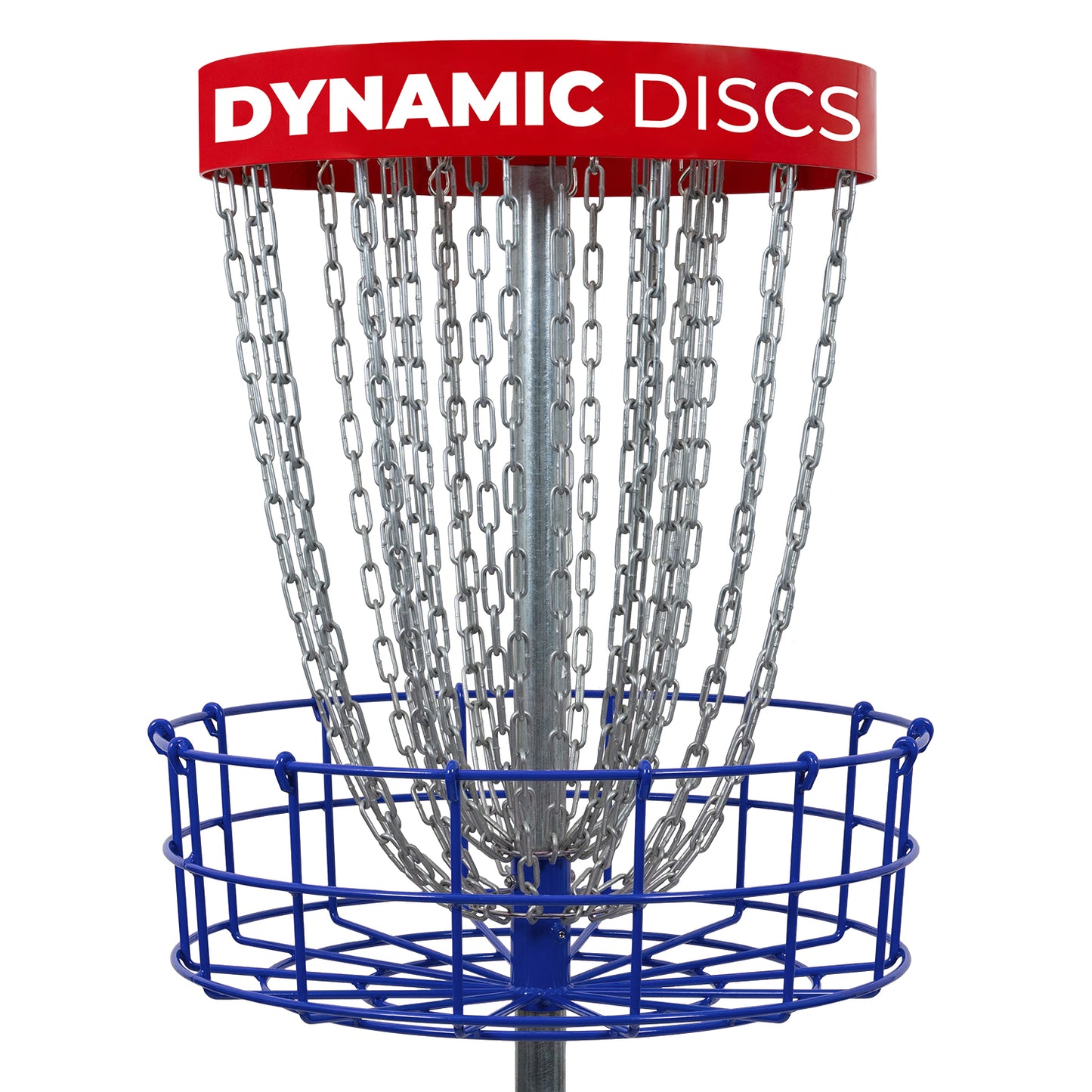 Dynamic Discs Veteran Basket Disc Golf Target - Red/White/Blue - Galvanized Chains