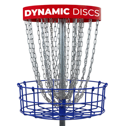 Dynamic Discs Veteran Basket Disc Golf Target - Red/White/Blue - Galvanized Chains