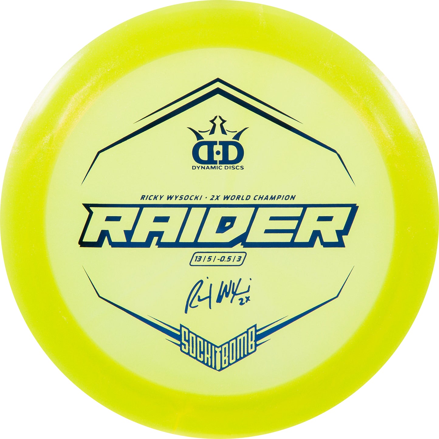 Dynamic Discs Lucid-Ice Glimmer Raider Ricky Wysocki Sockibomb Stamp