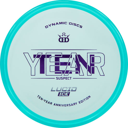 Dynamic Discs Lucid-Ice Suspect 10 Year Anniversary Stamp