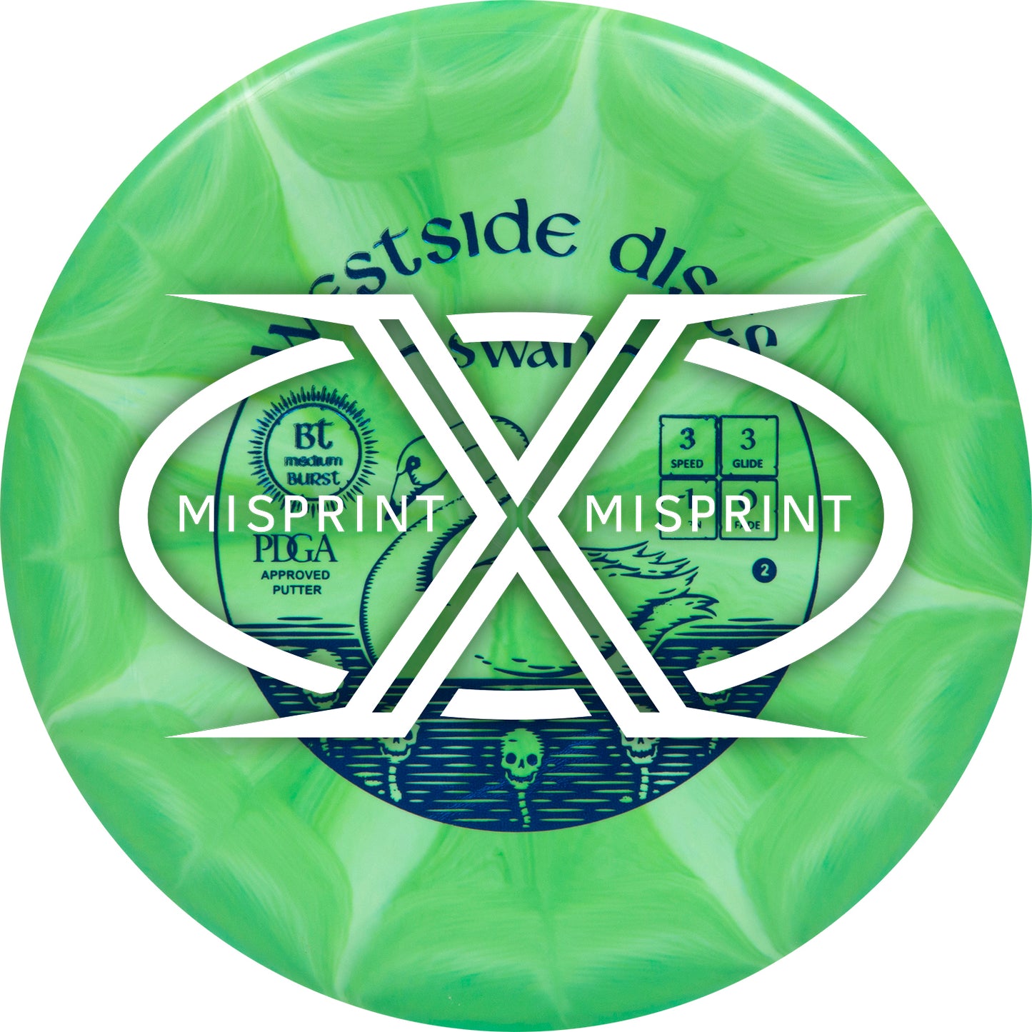 Misprint Westside Discs BT Medium Burst Swan 2